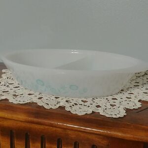 Vintage Sears Maid of Honor Blue Flower Bake & Servewear Dip Dish 1Qt MadeinUSA